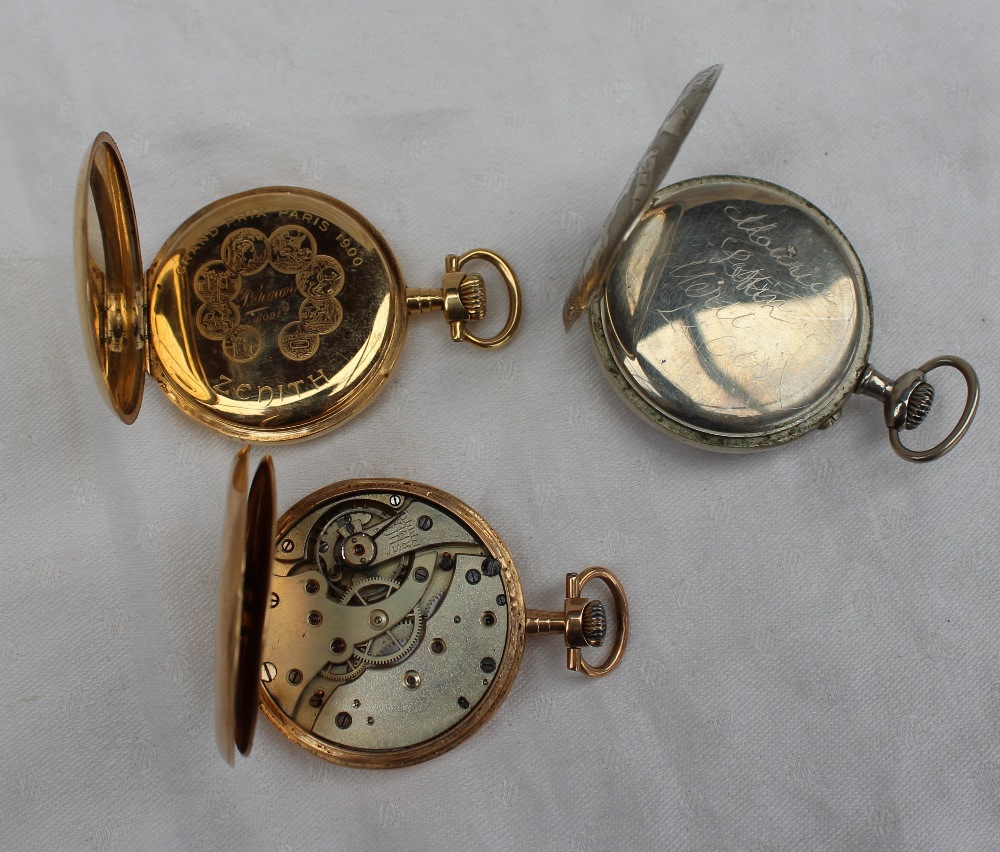 A continental yellow metal open faced pocket watch, - Image 4 of 9