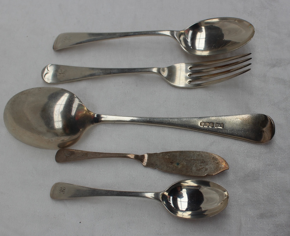 A George V old English pattern silver part flatware service engraved with a “K” comprising twelve - Image 2 of 2