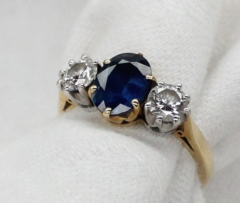 A sapphire and diamond ring,