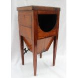A 19th century mahogany table top wine bottle cooler of square form, with a hinged lid,