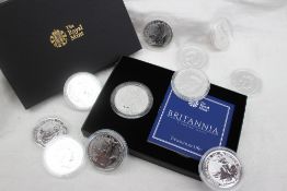 Ten 2018 Britannia 1oz silver 2 pound coins