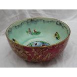 A Wedgwood fairyland lustre fruit bowl, decorated in the Firbolgs and Thumbelina pattern,