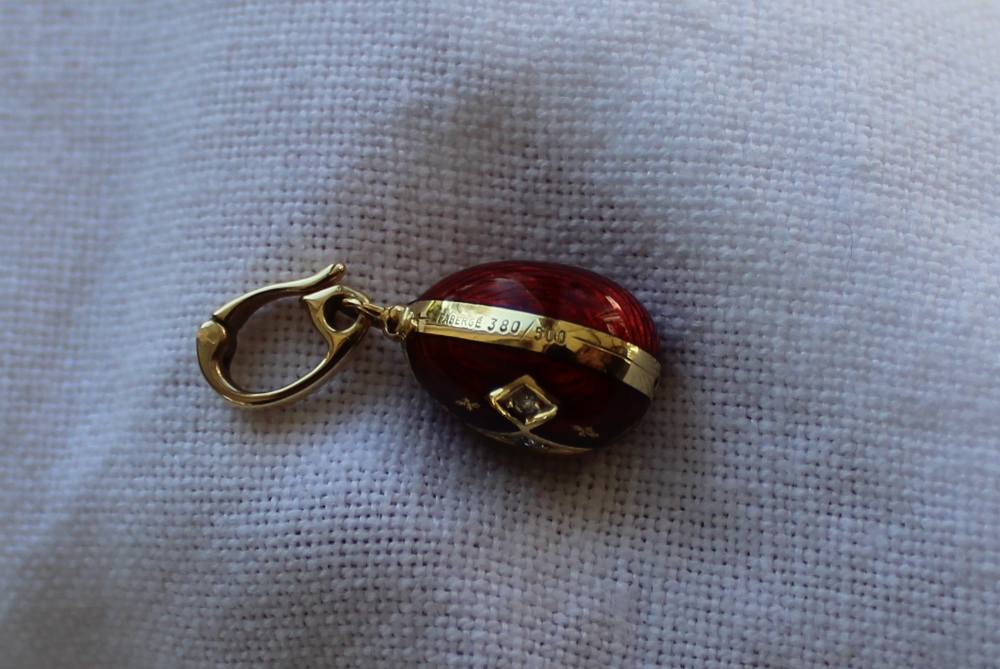 Victor Mayer for Faberge an 18ct gold, diamond and red enamel egg shaped pendant, - Image 2 of 7
