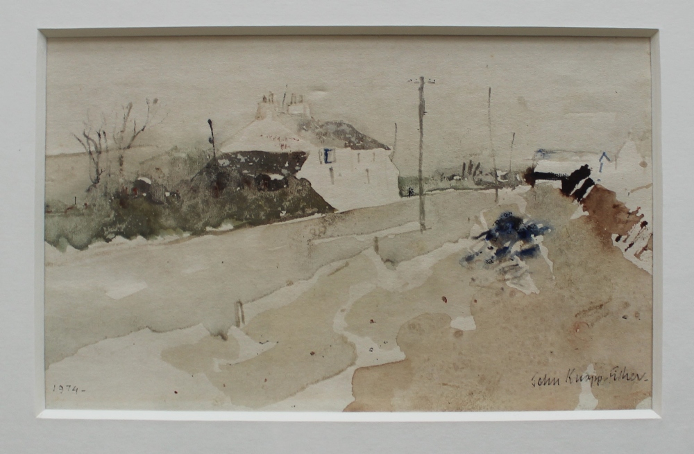 John Knapp Fisher The Square and Compass Inn Watercolour Signed and dated 1974 Labels verso 11. - Image 2 of 6