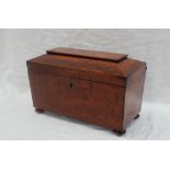 A Victorian oak sarcophagus tea caddy,