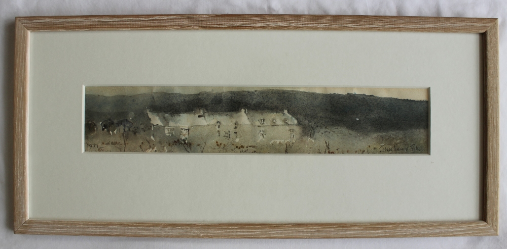 John Knapp Fisher Pembrokeshire Cottages Watercolour Signed and dated 1971 Label verso 7.5 x 39. - Image 3 of 4