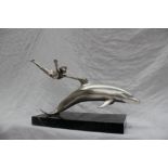 By David Wynne for Mappin and Webb, a limited edition silver sculpture, 'Boy with Dolphin',