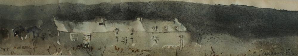 John Knapp Fisher Pembrokeshire Cottages Watercolour Signed and dated 1971 Label verso 7.5 x 39. - Image 2 of 4