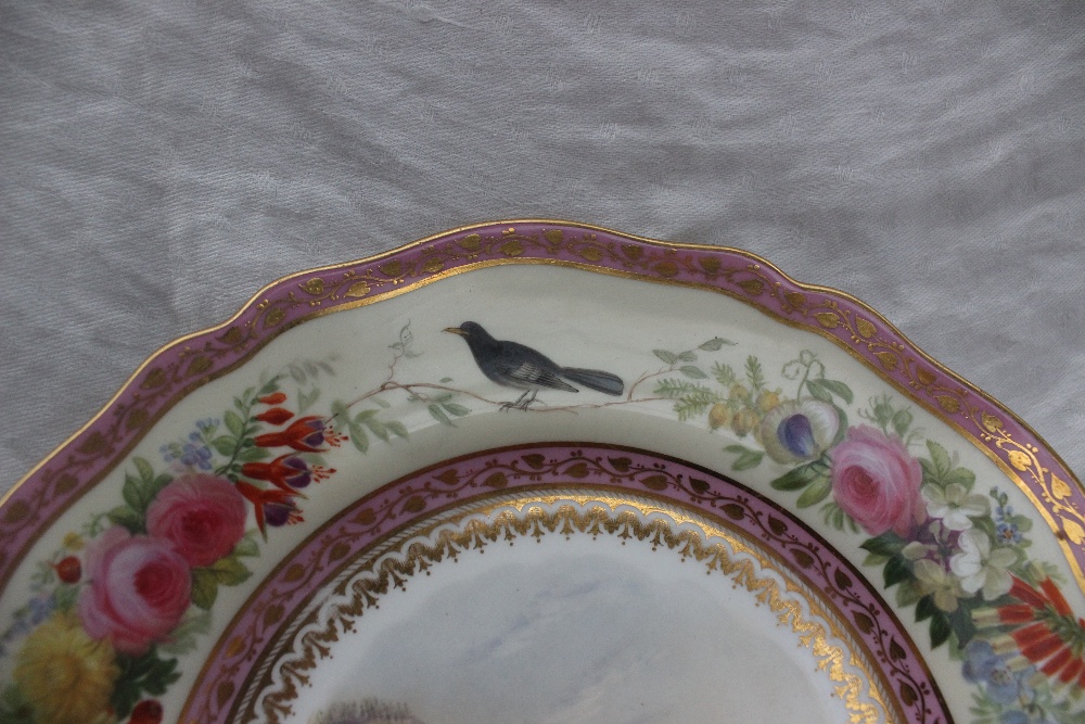 A continental porcelain plate with a scalloped edge painted to the centre with an image of Lake - Image 3 of 6