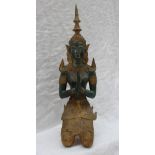 20th century Indian School A Hindu goddess Kneeling with hands in prayer Bronze with gilt