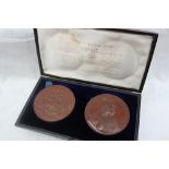 A pair of cased copper medallions produced "In commemoration of the visit of H.I.M.