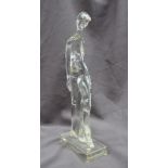 Alfredo Barbini - a glass figure of a walking boy, on a rectangular base, signed,