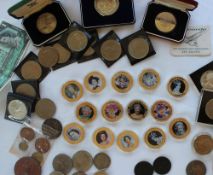 A large collection of coins including Elizabeth II crowns, Churchill crowns,