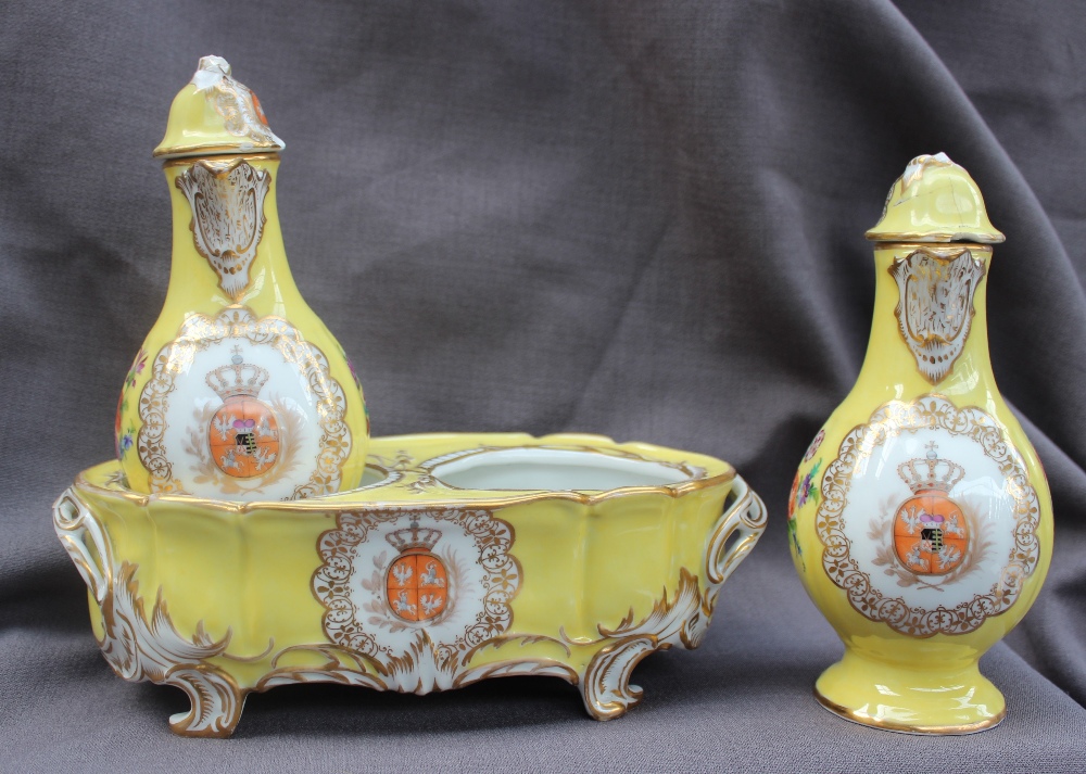 A 19th century continental porcelain oil and vinegar set in an oval stand, - Image 2 of 9