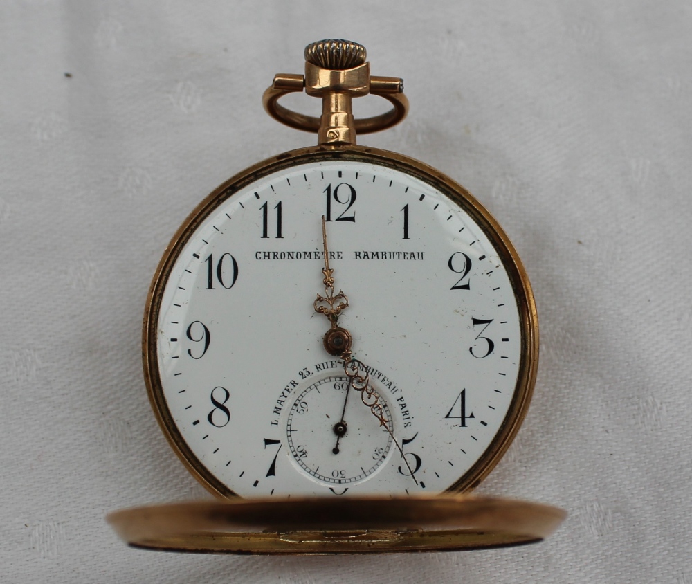 A continental yellow metal open faced pocket watch, - Image 2 of 9