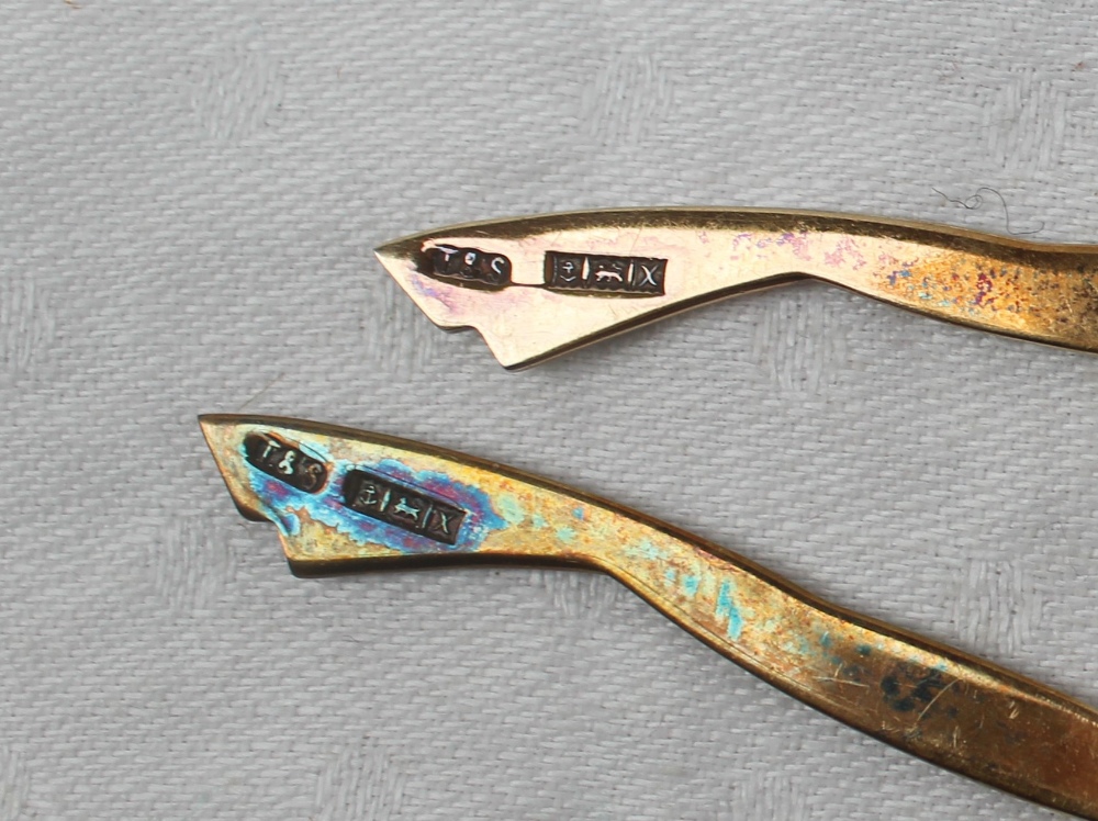 A set of six Elizabeth II silver gilt and enamel decorated coffee spoons, - Image 3 of 3