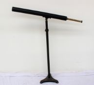 A Negretti and Zambra two drawer telescope in brass painted black,