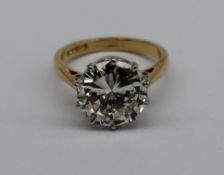 A 4.25ct solitaire diamond ring, the round brilliant cut diamond measuring approximately 10.76-10.