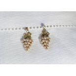 A pair of 9ct yellow gold and seed pearl earrings,