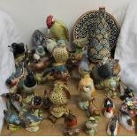 A collection of Beswick birds including a green woodpecker No.1218, Kingfisher No.