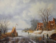 V Martin A frozen river Oil on canvas Signed Together with two other oil paintings