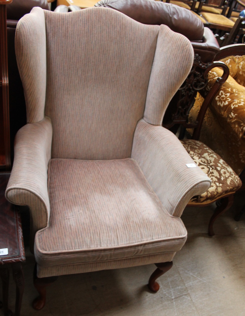 An upholstered wing back elbow chair, - Image 2 of 2