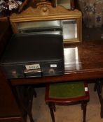 An oak occasional table together with a small table,