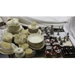 A Royal Doulton Diana part tea and dinner set, together with M J Hummel collectable cottages,