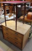 A small ash chest of drawers on bracket feet together with a folding card table