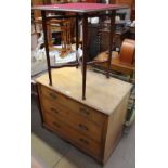 A small ash chest of drawers on bracket feet together with a folding card table