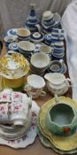 A collection of T G Green Cornishware pottery together with Carltonware etc