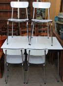 A 1950s/60s kitchen table and four chairs