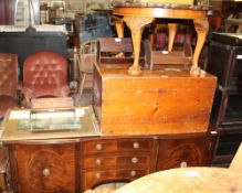 A reproduction mahogany sideboard together with four table top bookshelves,