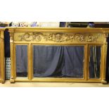 A matched pair of modern gilt overmantel wall mirrors together with another gilt overmantel mirror