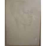 Dora Clarke African head Pencil sketch Together with tapestries,