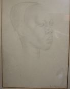 Dora Clarke African head Pencil sketch Together with tapestries,