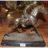 Milo A bronze model of a polo player on a bronze or marble base