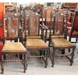 A 20th century oak Dutch dresser together with a set of six oak dining chairs with a bergere back