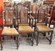 A 20th century oak Dutch dresser together with a set of six oak dining chairs with a bergere back