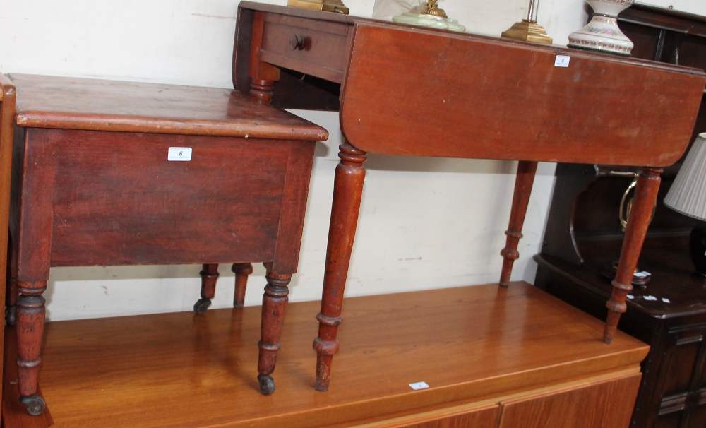 A Victorian mahogany Pembroke table together with a commode