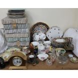 A Mayfair pottery part tea service together with collectors plates, mantle clock,