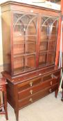 A mahogany bookcase top with astragal glazed doors together with an Edwardian mahogany chest of