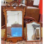 A George III style mahogany wall mirror together with a dressing table mirror