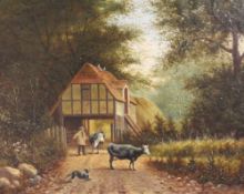 G J Polhill Farmyard scene Oil on canvas Together with a companion (a pair)