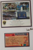 The FA Cup Final 17 May 2003 Ticket and photograph framed together with a play off final 2003