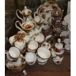 A Royal Albert Old Country Roses pattern part tea and coffee service together with a Japanese part