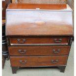 An Edwardian mahogany bureau together with a Decca record player