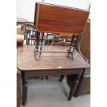 A late 19th century oak centre table with a rectangular top, on four reeded legs,
