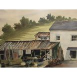 William E Wheeler Farmstead Watercolour together with two other watercolours by the same hand