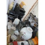 Cameras, toy cars, electroplated trays, porcelain figures,